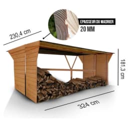 Abri bûches – BOIS – 13 stères – EMABRI-AB13 - Image 4