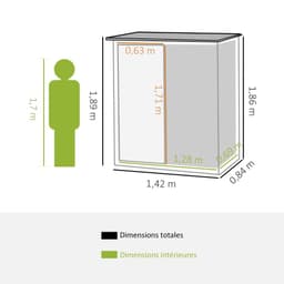 Abri de jardin 1.2 m² avec cabanon à porte verrouillable - Image 5