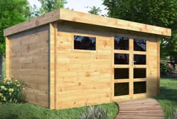 Abri de jardin en bois 28 mm, 13 m² avec toit plat - Image 1