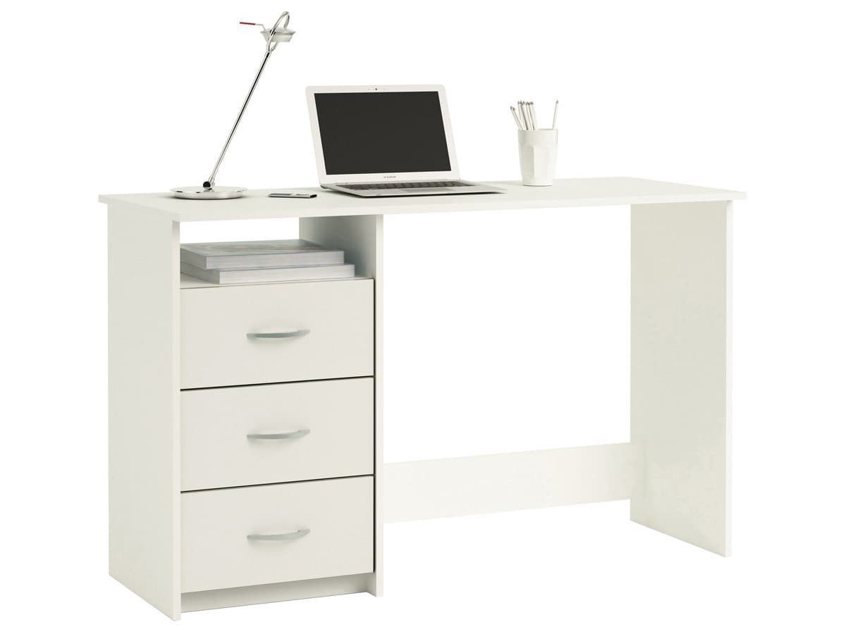 Bureau « Aristote » – 3 tiroirs – 123 x 76.5 x 50.1 cm – Coloris blanc perle