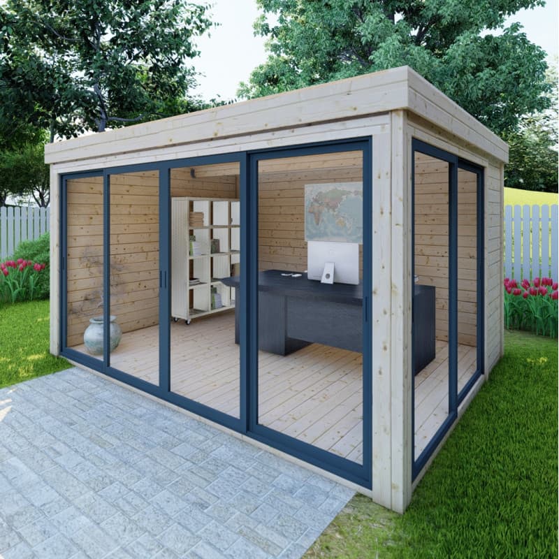Bureau de jardin en bois massif 11,8m² – madriers 40mm Gardy Shelter
