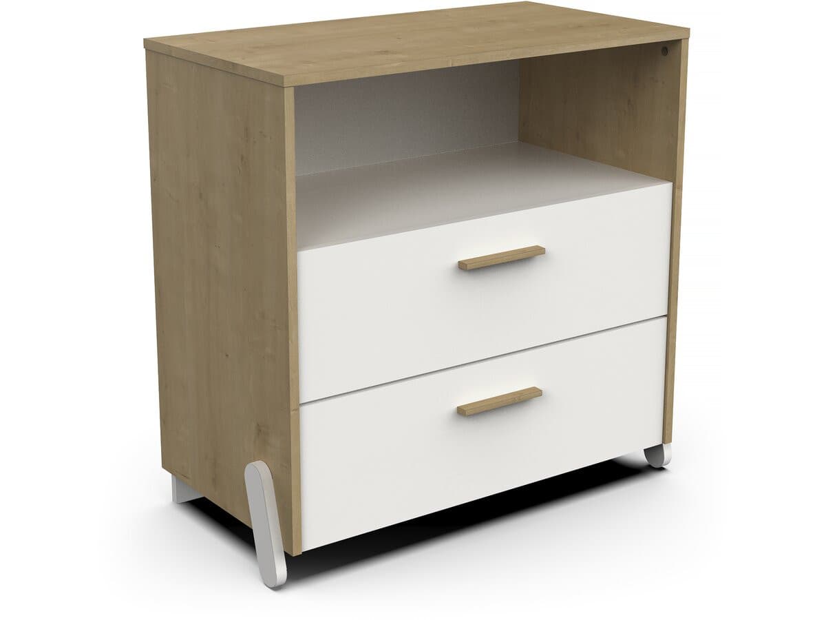 Commode enfant 2 tiroirs et une niche « Naili » – Blanc