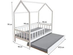 Lit cabane enfant avec tiroir « Paloma » –  90 x 190 cm – Blanc - Image 3