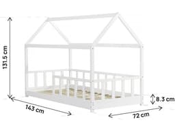Lit cabane pour enfant « Mila » – 90 x 190 cm – Blanc - Image 3