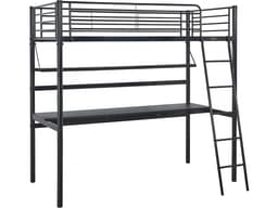 Lit mezzanine avec bureau « Alona » – 90 x 190 cm – Noir - Image 1