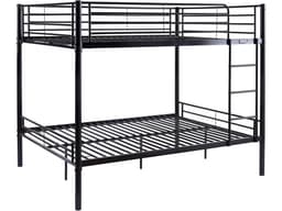 Lit superposé double « Adam » – Sommier inclus – 140 x 190 cm – Noir - Image 1