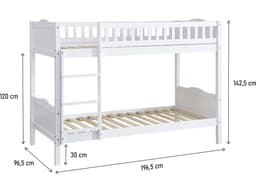 Lit superposé enfant « Gabriel » – Bois – Blanc – 90 x 190 cm - Image 3