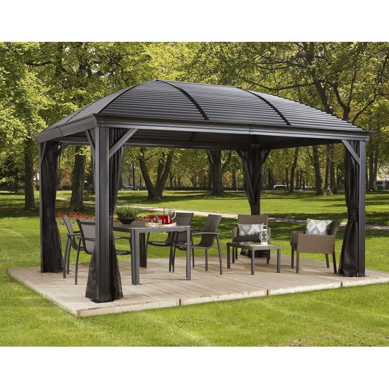 Pergola 3x4m Moreno alu anthracite et toit en acier galvanisé – SOJAG