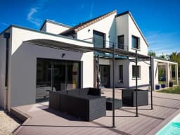 Pergola adossée en métal 3×4 m – Gris - Image 1