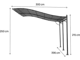 Pergola adossée en métal 3×4 m – Gris - Image 3