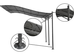 Pergola adossée en métal 3×4 m – Gris - Image 4
