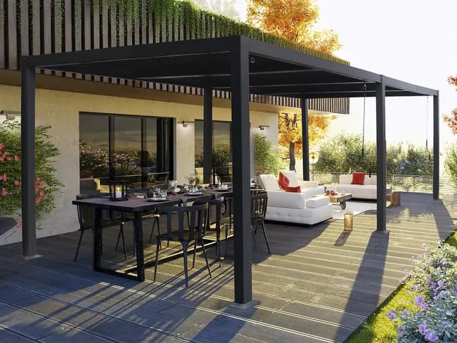 Pergola bioclimatique Windsor aluminium 3x6m gris