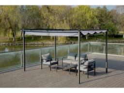 Pergola métallique 3×4 m à toit rétractable – Gris anthracite - Image 1