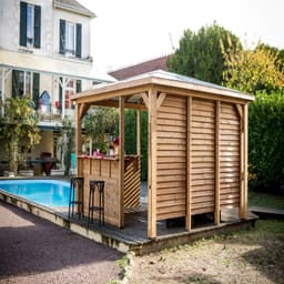 Pool house Blueterm 12,32m² bois thermo chauffé + comptoirs HABRITA - Image 1