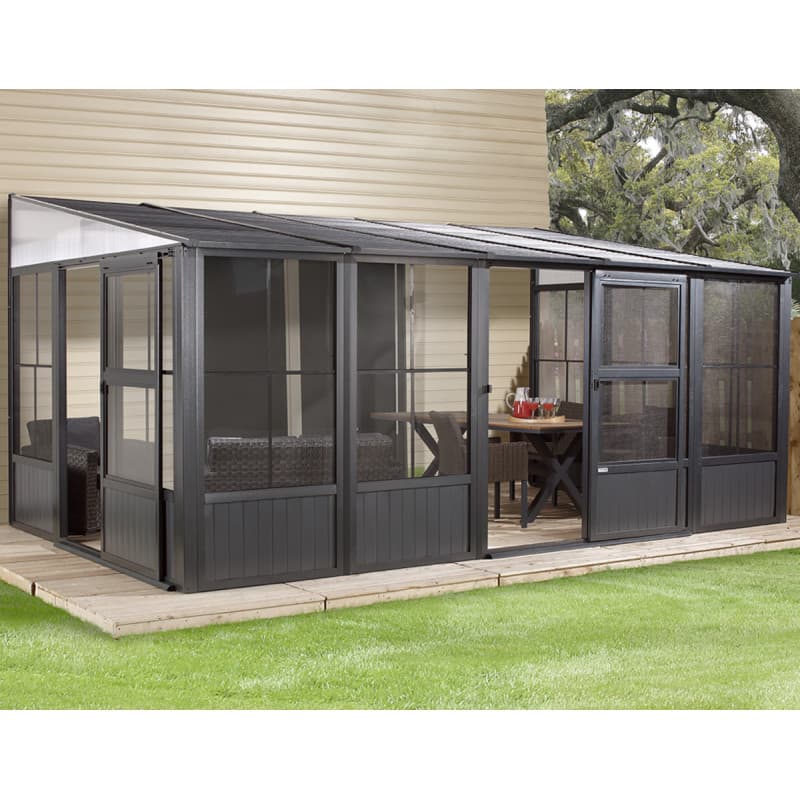 Pavillon adossé Charlestone 309x502cm en aluminium et acier galvanisé – SOJAG