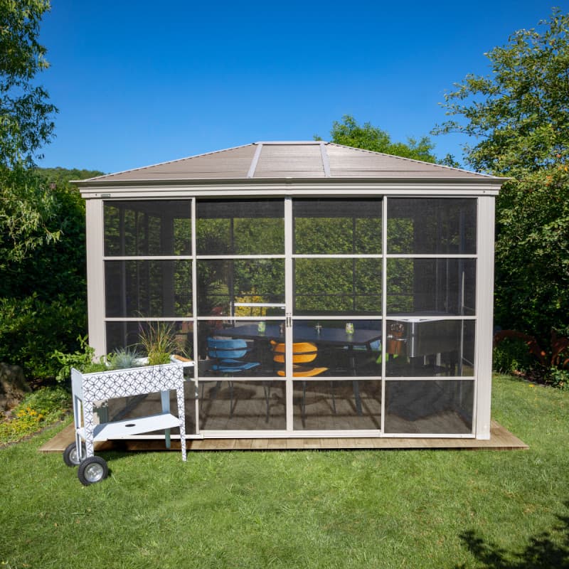 Pavillon Striano 362x298cm en aluminium et acier galvanisé avec moustiquaires – SOJAG