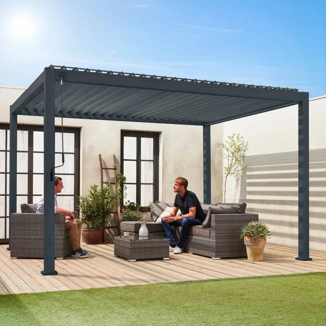Pergola Bioclimatique Triomphe 3x4m Gris Anthracite – Aluminium à Lames Orientables